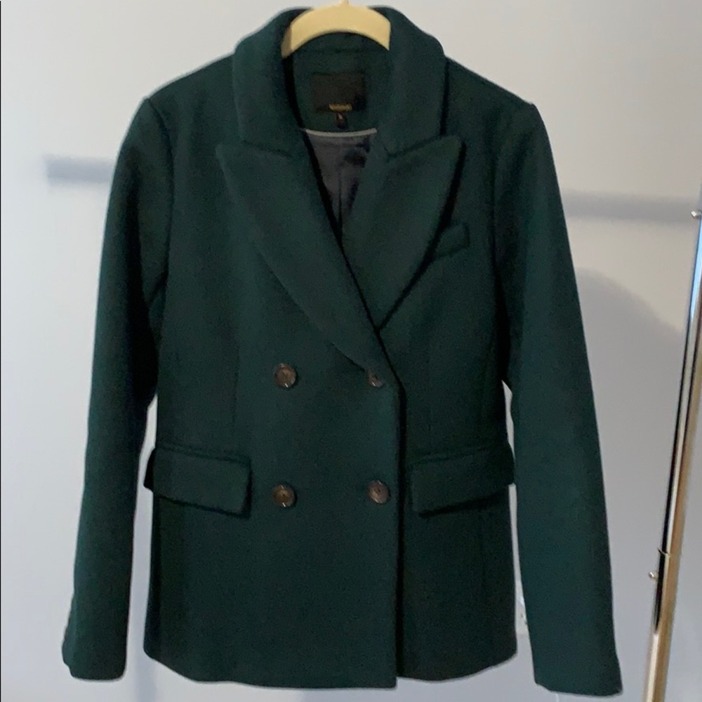 Dark green wool-blend coat
